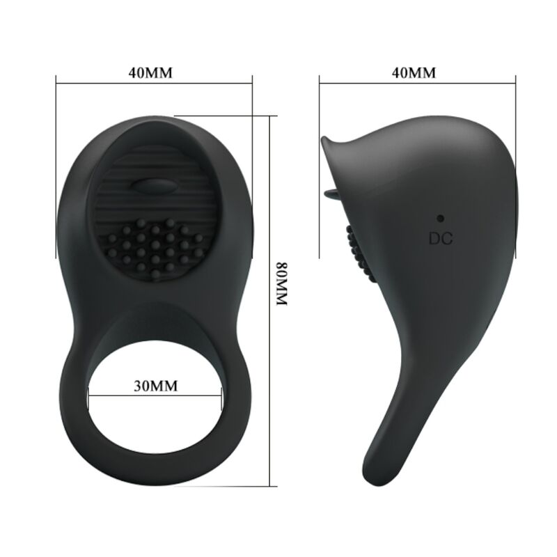 PRETTY LOVE - VIBRATING PENIS RING WITH BLACK TONGUE PRETTY LOVE MALE