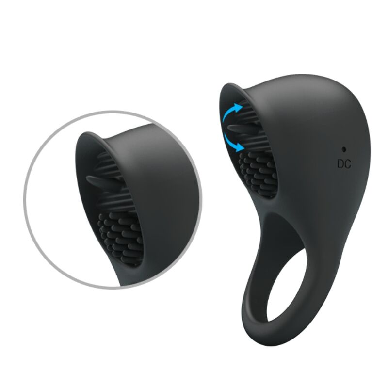 PRETTY LOVE - VIBRATING PENIS RING WITH BLACK TONGUE - ToysByMonk