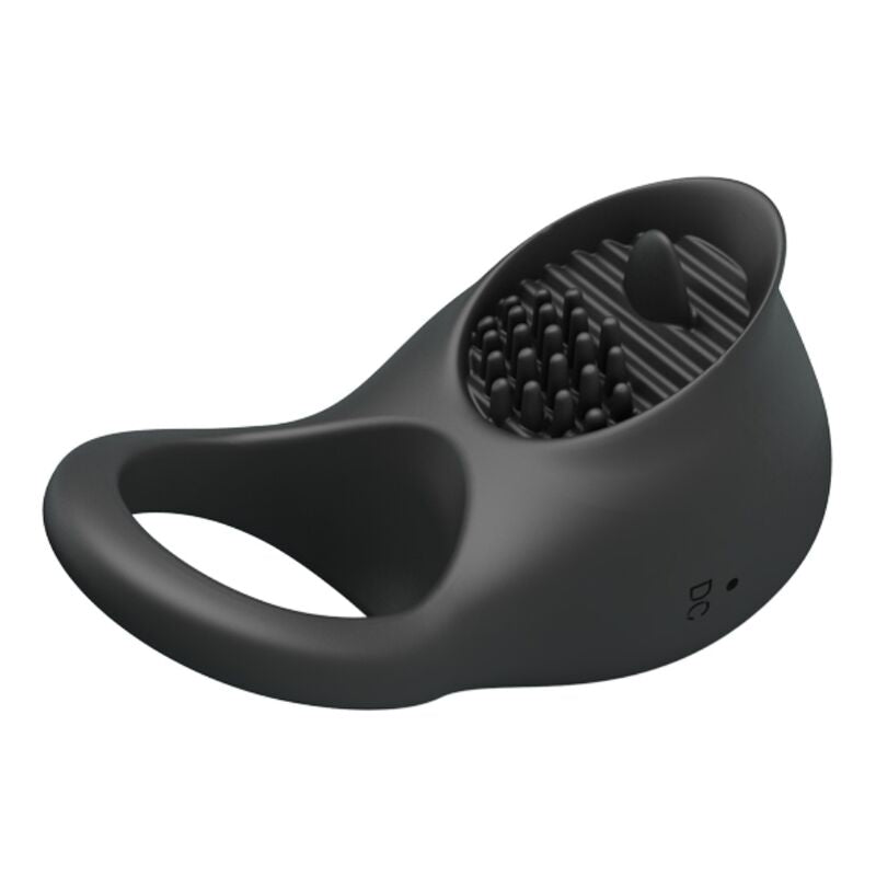 PRETTY LOVE - VIBRATING PENIS RING WITH BLACK TONGUE - ToysByMonk