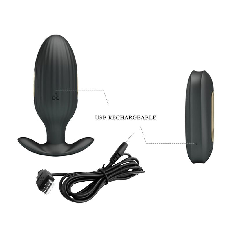 PRETTY LOVE - KELLY PLUG ANAL RECHARGEABLE VIBRATOR BLACK - ToysByMonk