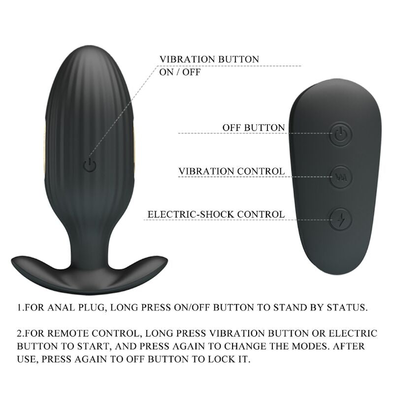PRETTY LOVE - KELLY PLUG ANAL RECHARGEABLE VIBRATOR BLACK - ToysByMonk