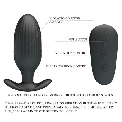 PRETTY LOVE - KELLY PLUG ANAL RECHARGEABLE VIBRATOR BLACK - ToysByMonk