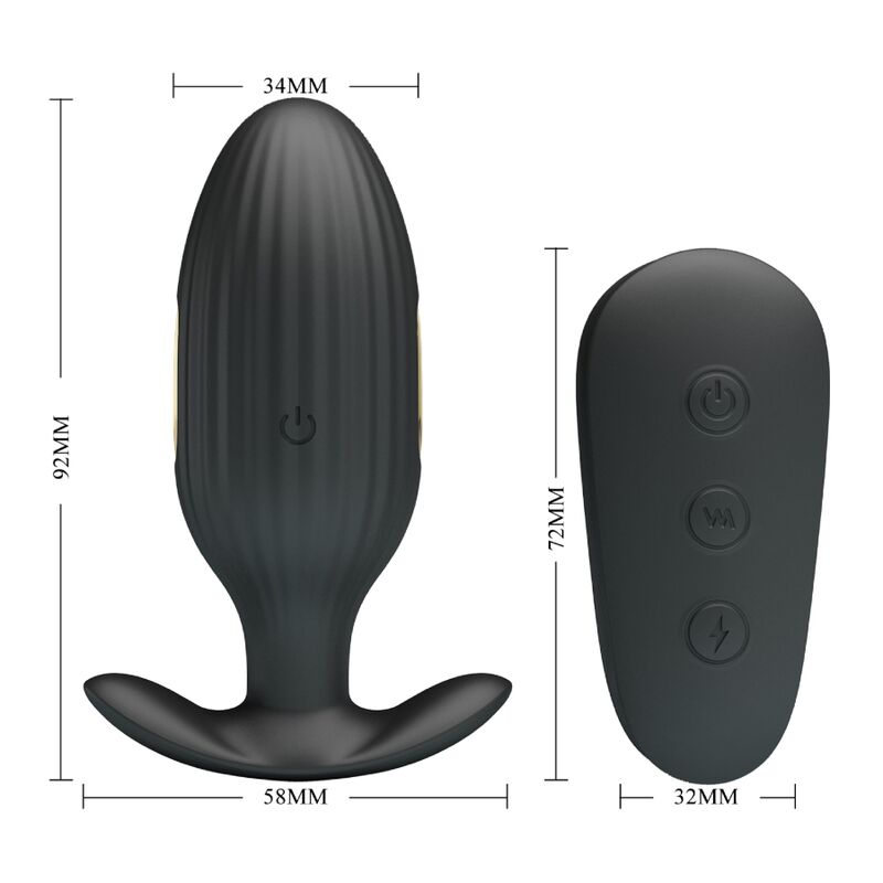 PRETTY LOVE - KELLY PLUG ANAL RECHARGEABLE VIBRATOR BLACK - ToysByMonk