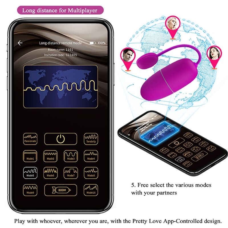 PRETTY LOVE - NYMPH VIBRATING EGG APP CONTROLLED PURPLE PRETTY LOVE BOTTOM