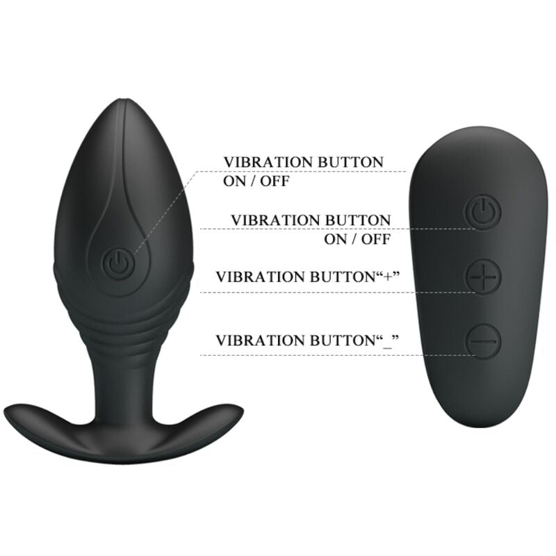 PRETTY LOVE - REGINA ANAL PLUG RECHARGEABLE VIBRATOR BLACK PRETTY LOVE BOTTOM