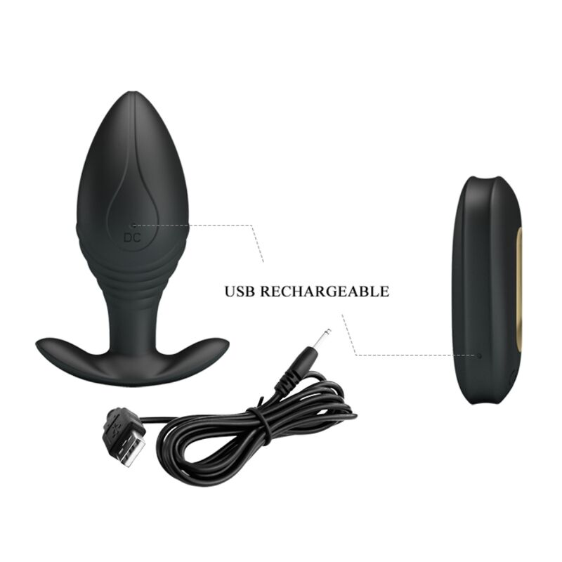 PRETTY LOVE - REGINA ANAL PLUG RECHARGEABLE VIBRATOR BLACK - ToysByMonk