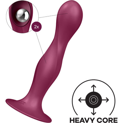 SATISFYER - DOUBLE BALL-R SILICONE DILDO GARNET - ToysByMonk
