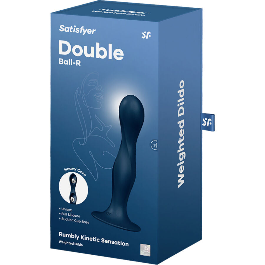 SATISFYER - DOUBLE BALL-R SILICONE DILDO GARNET - ToysByMonk