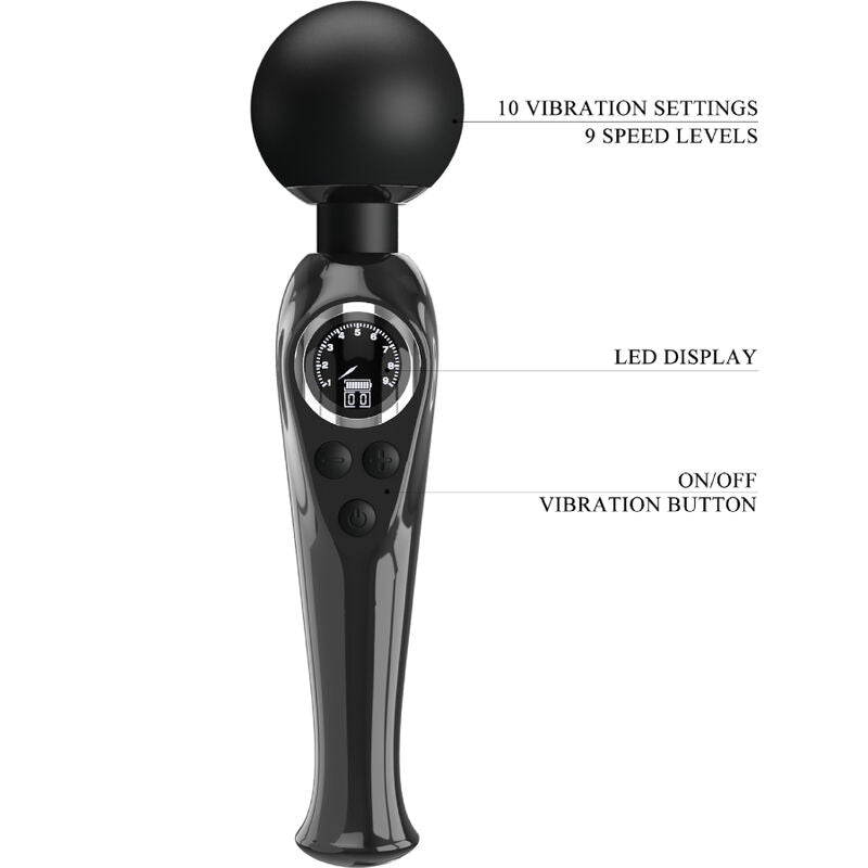 PRETTY LOVE - SKYLER VIBRATOR WAND BLACK - ToysByMonk