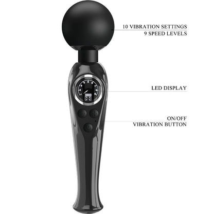 PRETTY LOVE - SKYLER VIBRATOR WAND BLACK PRETTY LOVE LED