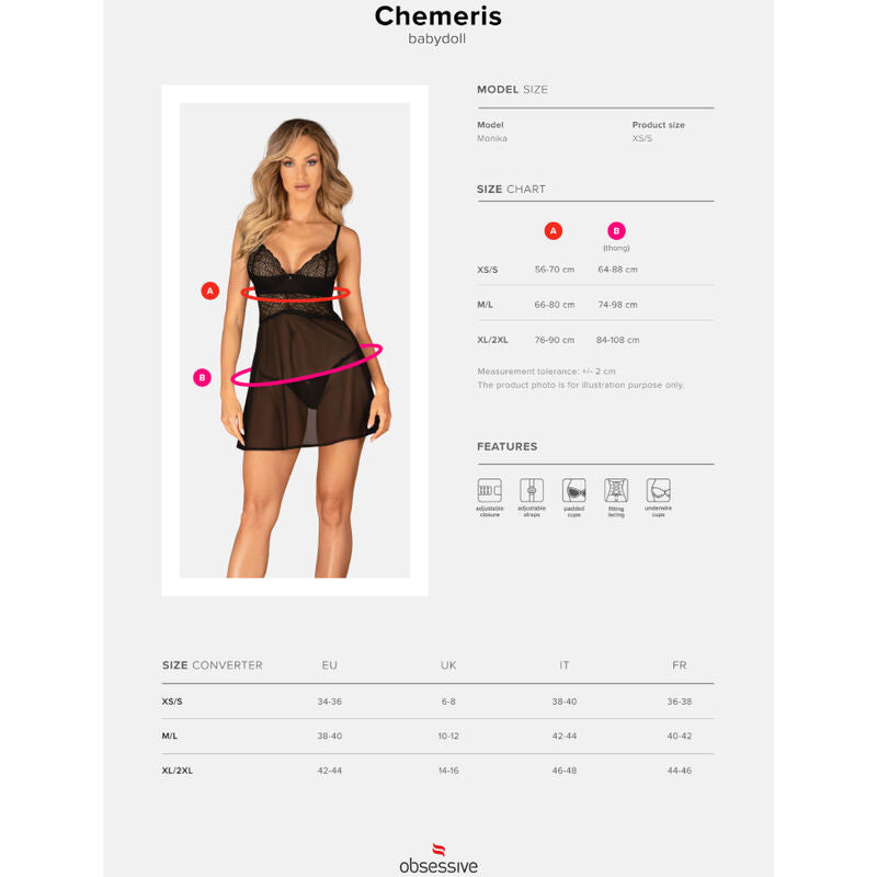 OBSESSIVE - CHEMERIS SET BADYDOLL & THONG XS/S - ToysByMonk