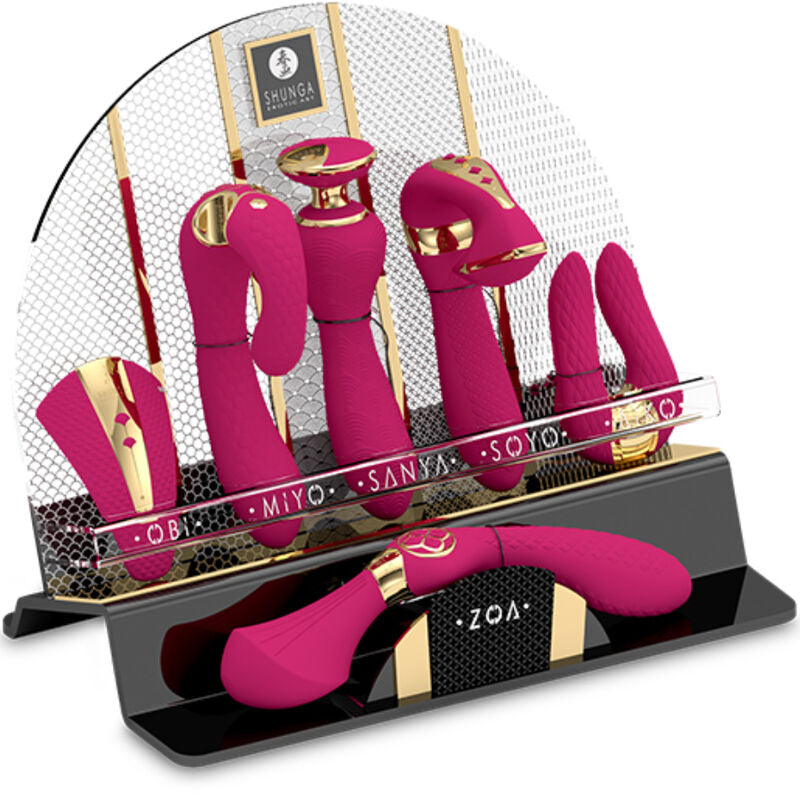 SHUNGA - DISPLAY OF 6 FUCHSIA INTIMATE MASSAGERS - ToysByMonk
