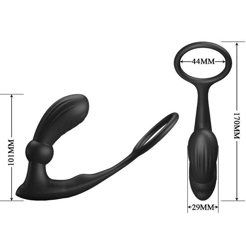PRETTY LOVE - WARREN BLACK ANAL RING & VIBRATOR - ToysByMonk