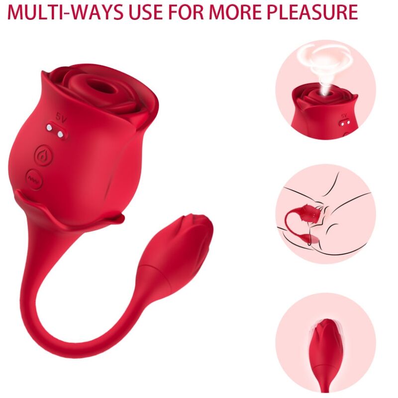 ARMONY - ROSE LICKING VIBRATING DE CLIT & VIBRATOR 10 MODES RED - ToysByMonk