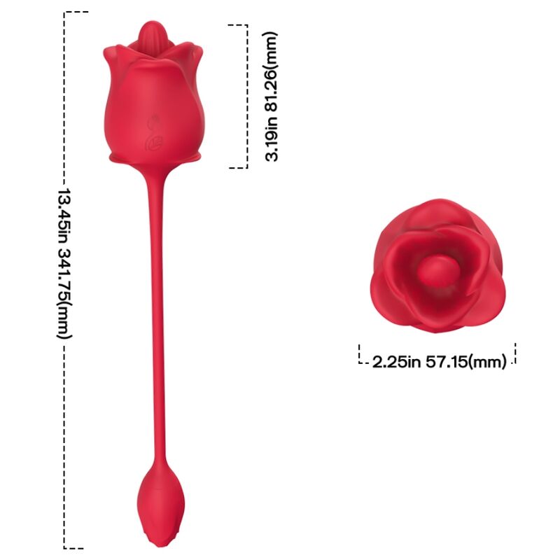 ARMONY - ROSE 2 IN 1 SUCTION STIMULATOR & VIBRATOR 10 MODES WITH RED TAIL - ToysByMonk