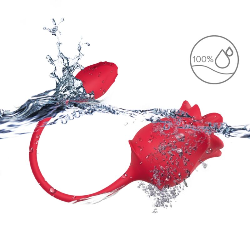 ARMONY - ROSE 2 IN 1 SUCTION STIMULATOR & VIBRATOR 10 MODES WITH RED TAIL - ToysByMonk