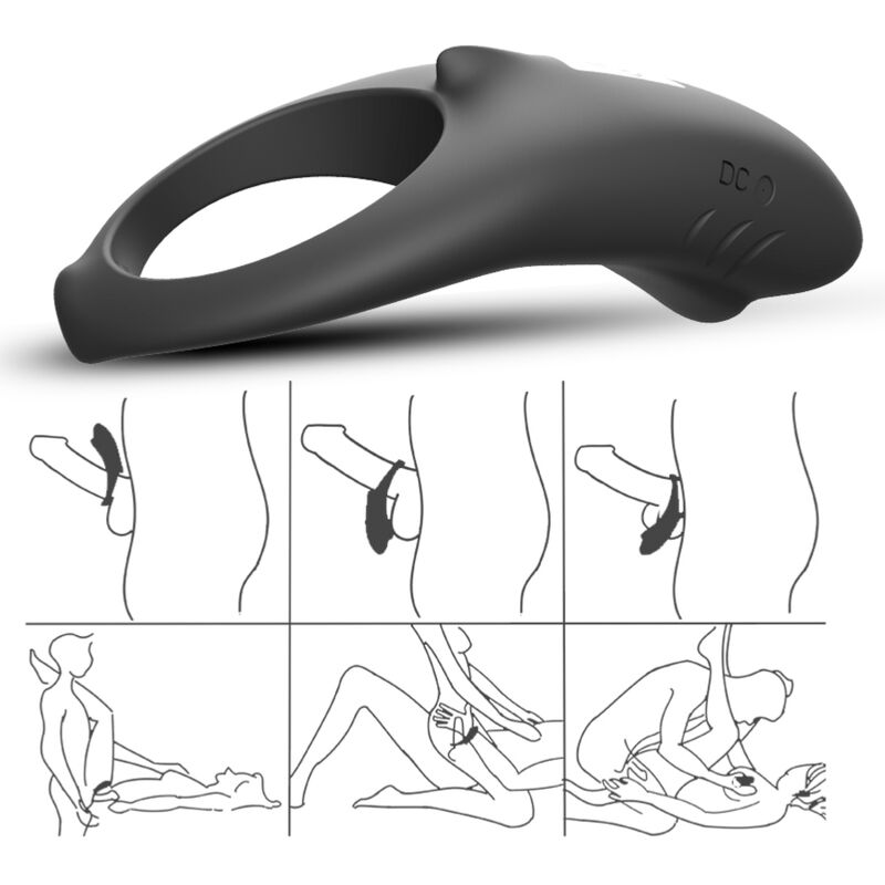 ARMONY - SHARK VIBRATOR RING FOR COUPLES REMOTE CONTROL BLACK - ToysByMonk