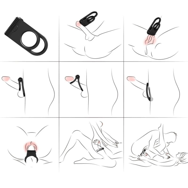ARMONY - TWINS DOUBLE VIBRATOR RING FOR COUPLES BLACK - ToysByMonk