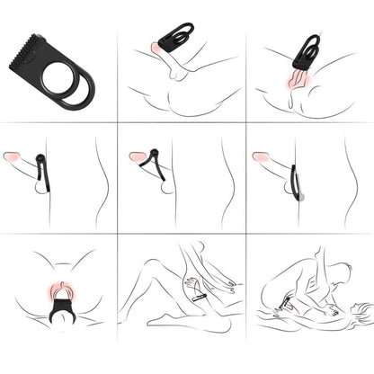 ARMONY - TWINS DOUBLE VIBRATOR RING FOR COUPLES BLACK - ToysByMonk