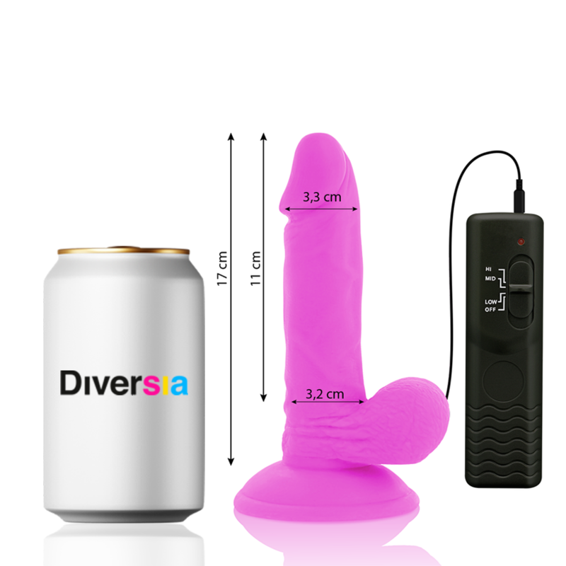 DIVERSIA - FLEXIBLE VIBRATING DILDO PURPLE 17 CM -O- 3.3 CM DIVERSIA
