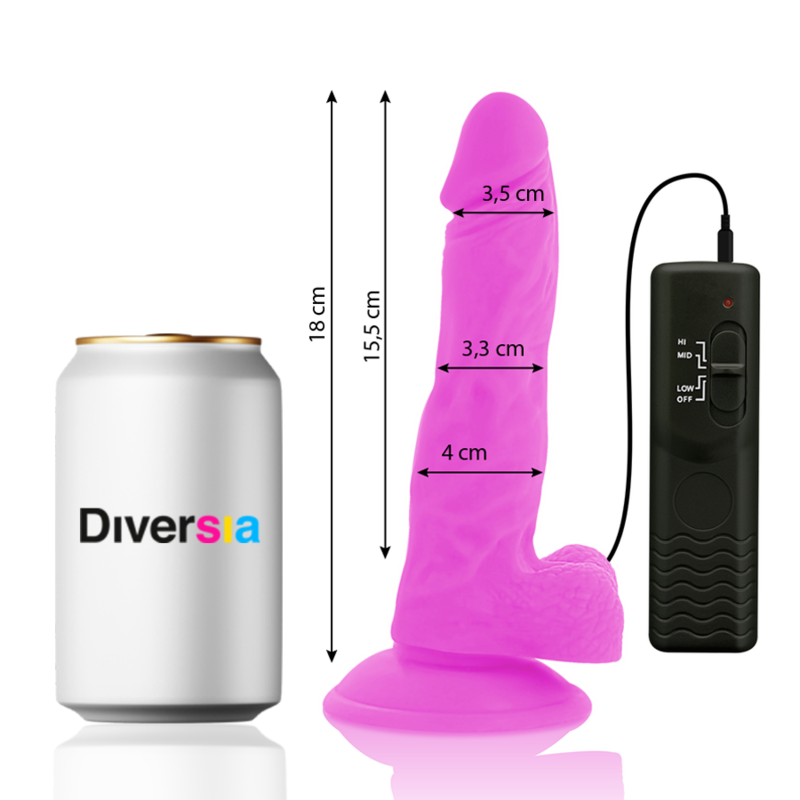 DIVERSIA - FLEXIBLE VIBRATING DILDO PURPLE 18 CM -O- 4 CM DIVERSIA