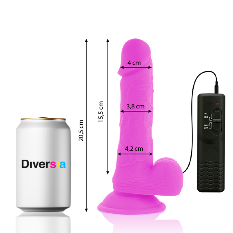 DIVERSIA - FLEXIBLE VIBRATING DILDO PURPLE 20.5 CM -O- 4.2 CM - ToysByMonk