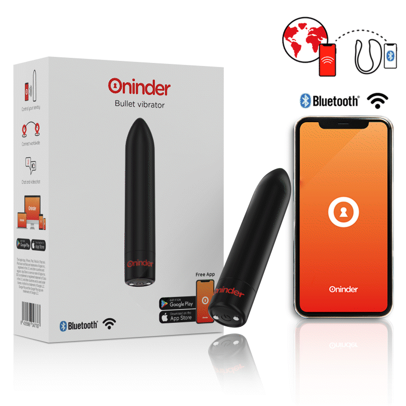 ONINDER - BERLIN BULLET VIBRATOR BLACK 9 MODES 8.5 X 2 CM - FREE APP - ToysByMonk