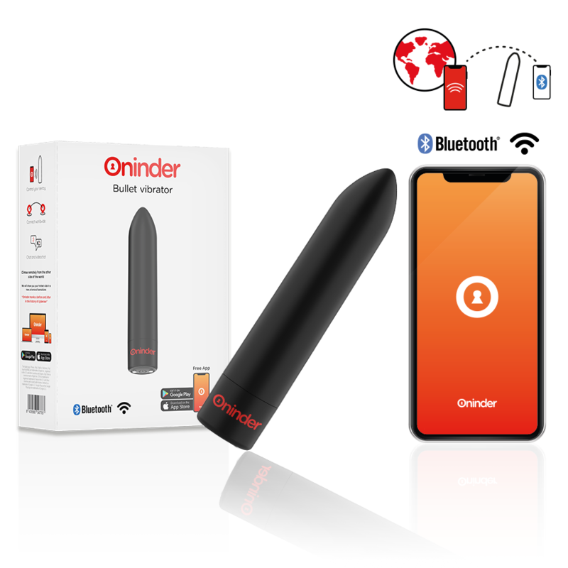 ONINDER - BERLIN BULLET VIBRATOR BLACK 9 MODES 8.5 X 2 CM - FREE APP - ToysByMonk