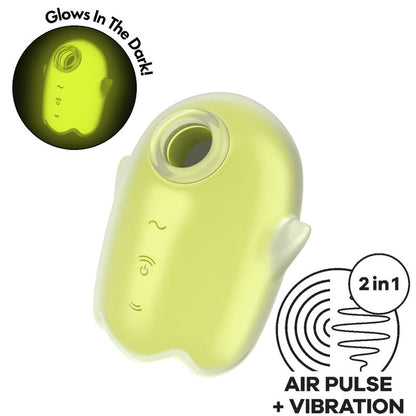 SATISFYER - GLOWING GHOST AIR PULSE & VIBRATOR YELLOW - ToysByMonk