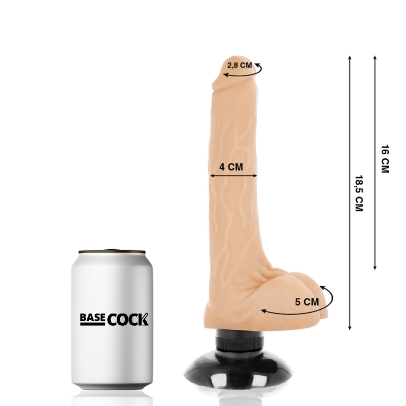 BASECOCK - REALISTIC VIBRATOR 2-1 FLESH 18.5 CM -O- 4 CM BASECOCK