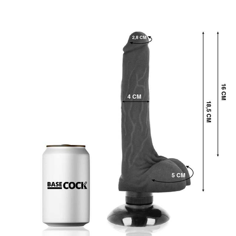 BASECOCK - REALISTIC VIBRATOR 2-1 FLESH 18.5 CM -O- 4 CM BASECOCK