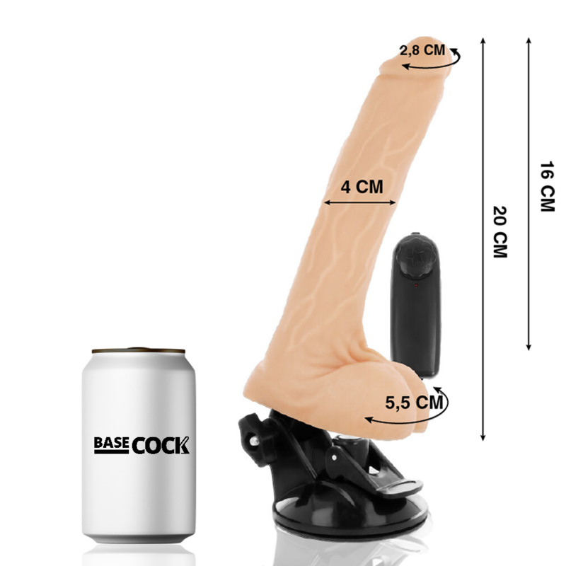 BASECOCK - REALISTIC NATURAL REMOTE CONTROL VIBRATOR WITH TESTICLES 20 CM -O- 4 CM - ToysByMonk