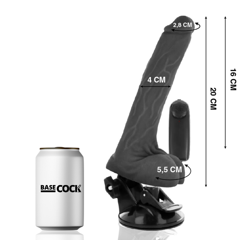 BASECOCK - REALISTIC NATURAL REMOTE CONTROL VIBRATOR WITH TESTICLES 20 CM -O- 4 CM - ToysByMonk