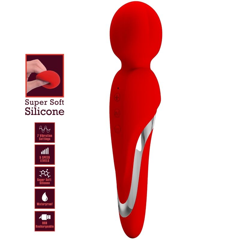PRETTY LOVE - WALTER VIBRATOR WAND RED - ToysByMonk