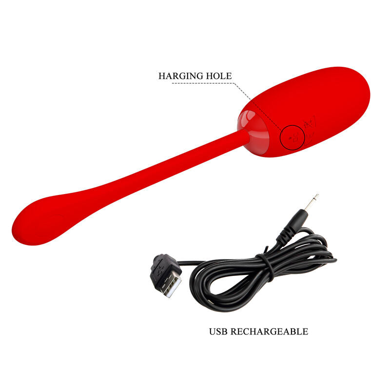 PRETTY LOVE - JULIUS WATERPROOF-RECHARGEABLE VIBRATING EGG RED - ToysByMonk