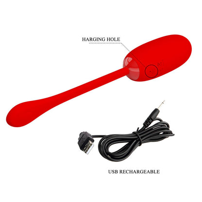 PRETTY LOVE - JULIUS WATERPROOF-RECHARGEABLE VIBRATING EGG RED - ToysByMonk