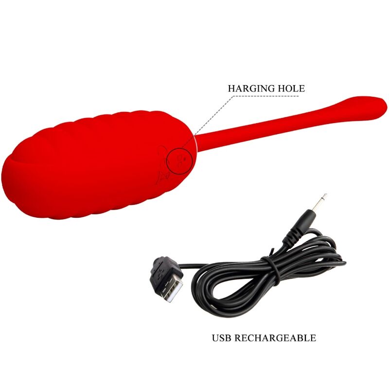 PRETTY LOVE - KIRK RECHARGEABLE VIBRATING EGG RED - ToysByMonk