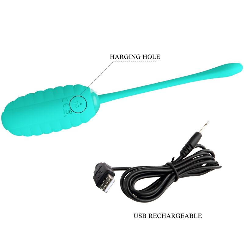 PRETTY LOVE - KIRK RECHARGEABLE VIBRATING EGG AQUA GREEN PRETTY LOVE SMART
