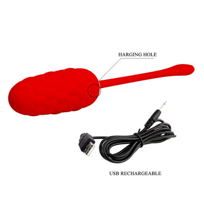 PRETTY LOVE - VIBRATING EGG WITH RED RECHARGEABLE MARINE TEXTURE - ToysByMonk