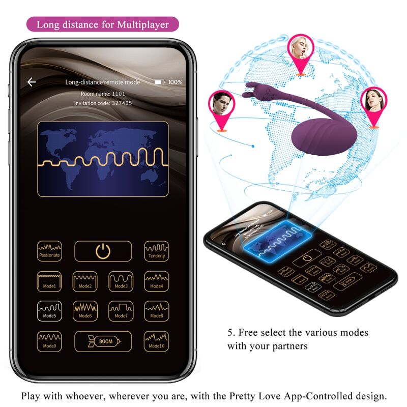 PRETTY LOVE - CATALINA VIBRATOR APP REMOTE CONTROL PURPLE PRETTY LOVE LED
