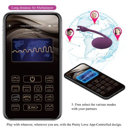 PRETTY LOVE - CATALINA VIBRATOR APP REMOTE CONTROL PURPLE PRETTY LOVE LED