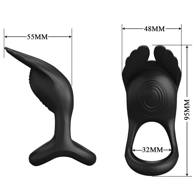 PRETTY LOVE - SILAS VIBRANT PENIS RING 7 VIBRATIONS BLACK SILICONE - ToysByMonk