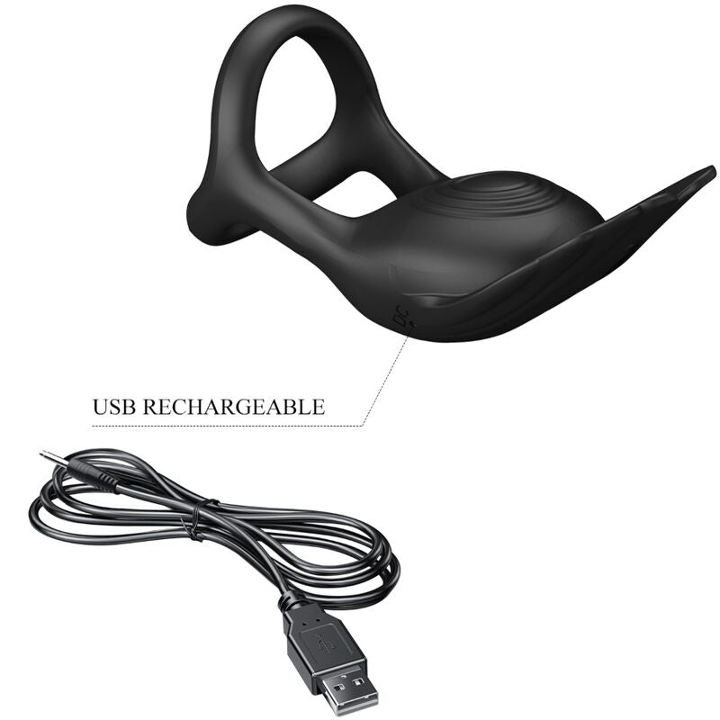 PRETTY LOVE - SILAS VIBRANT PENIS RING 7 VIBRATIONS BLACK SILICONE - ToysByMonk