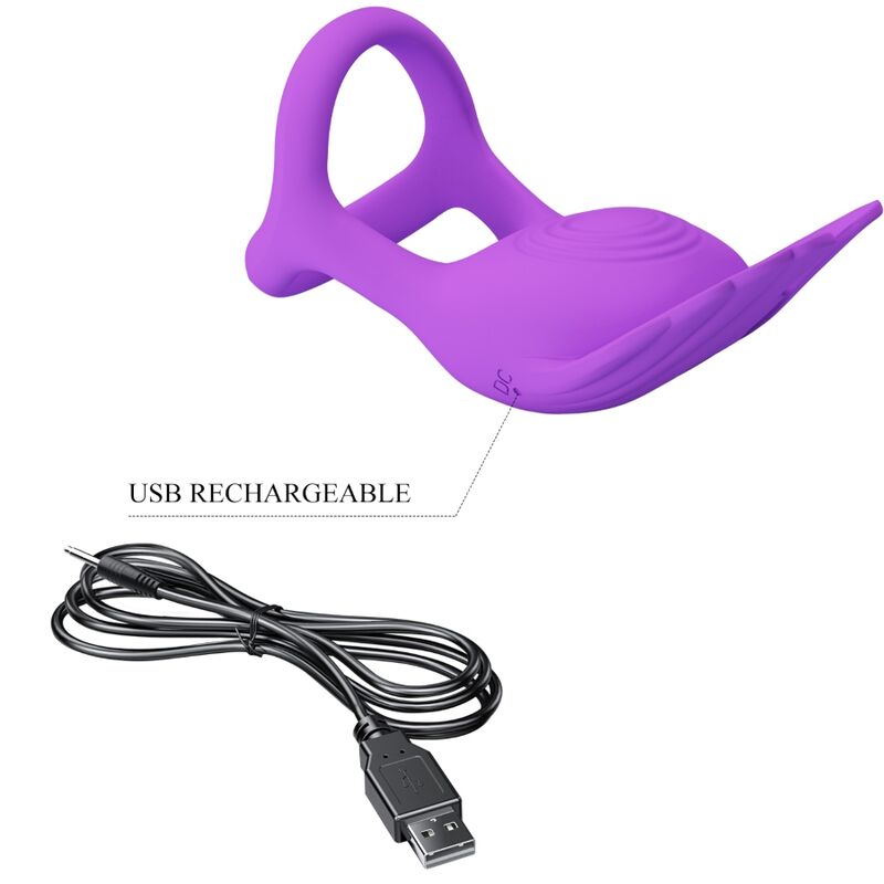 PRETTY LOVE - SILAS VIBRANT PENIS RING 7 VIBRATIONS PURPLE SILICONE - ToysByMonk