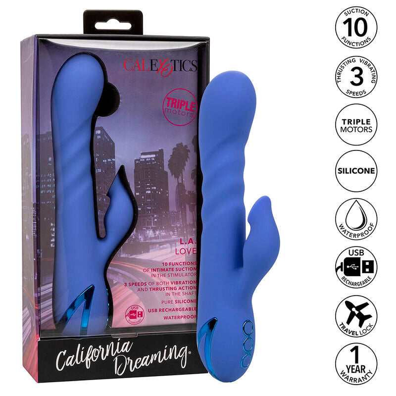 CALEXOTICS - L.A LOVE VIBRATOR & SUCKER BLUE BY CALIFORNIA DREAMING - ToysByMonk