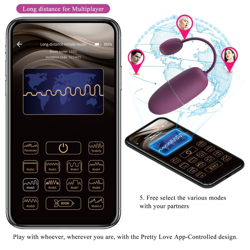 PRETTY LOVE - NYMPH VIBRATING EGG APP CONTROLLED LILA - ToysByMonk