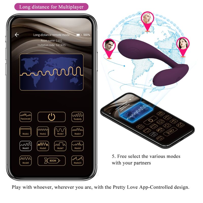 PRETTY LOVE - BAIRD G-SPOT 12 VIBRATIES OPLAADBARE LILA APP