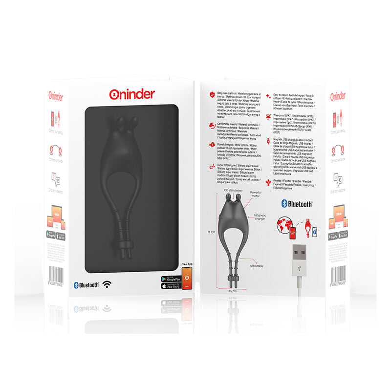 ONINDER - PAMPA RECHARGEABLE ADJUSTABLE VIBRATOR RING WITH CLITORIS STIMULATOR 10 SPEED - FREE APP ONINDER