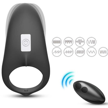 ARMONY - SHARK VIBRATOR RING FOR COUPLES REMOTE CONTROL BLACK - ToysByMonk
