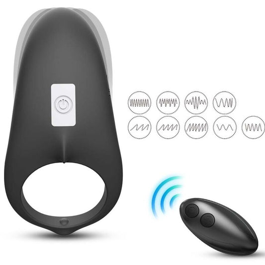 ARMONY - SHARK VIBRATOR RING FOR COUPLES REMOTE CONTROL BLACK - ToysByMonk